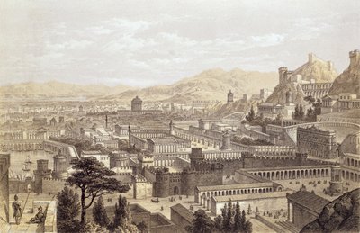 A cidade de Éfeso do Monte Coressus, gravada por T. Picken, 1859 de Edward Falkener